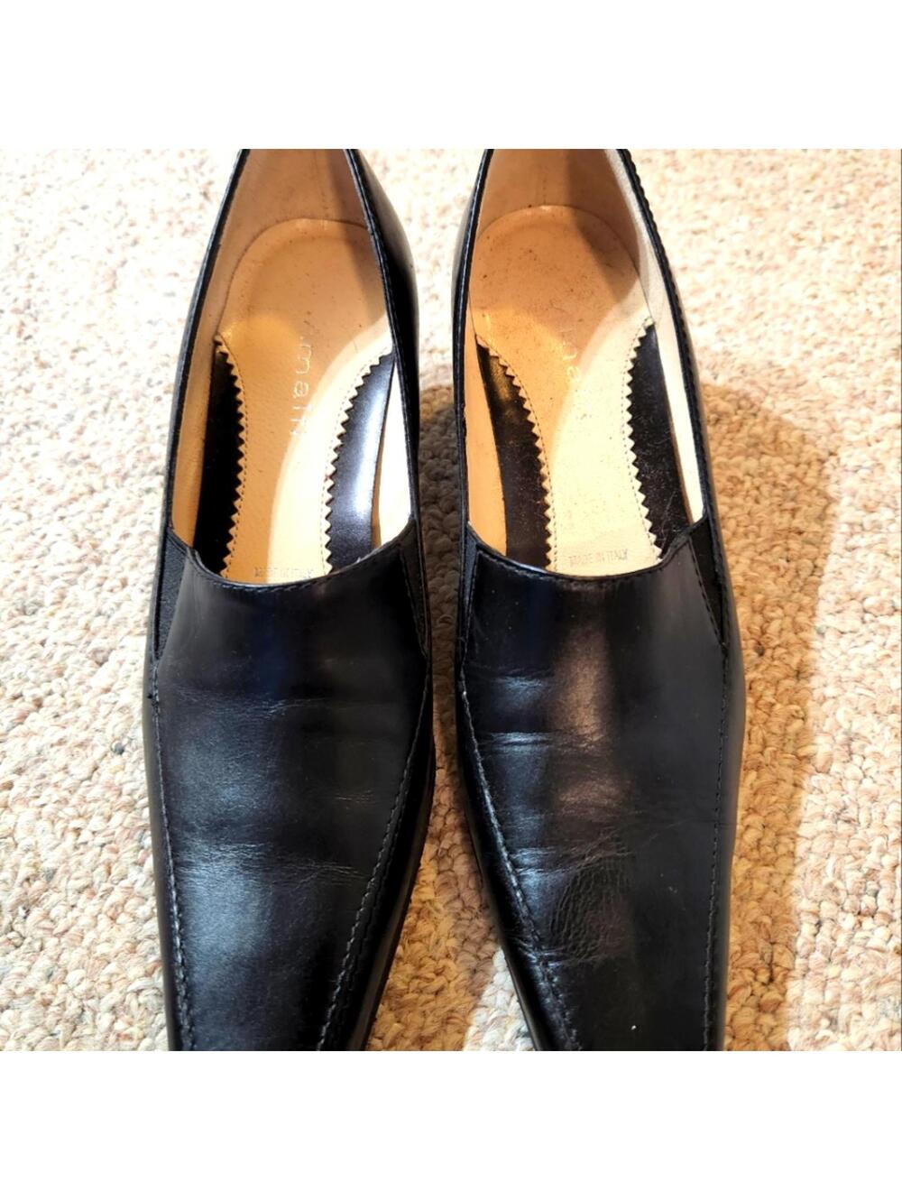 Almafi Black Leather Slip-On Shoes Made in Italy Size 6M